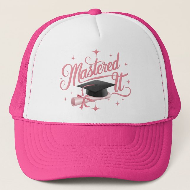 Mastered It Masters Degree Graduate MBA Graduation Trucker Hat (Front)