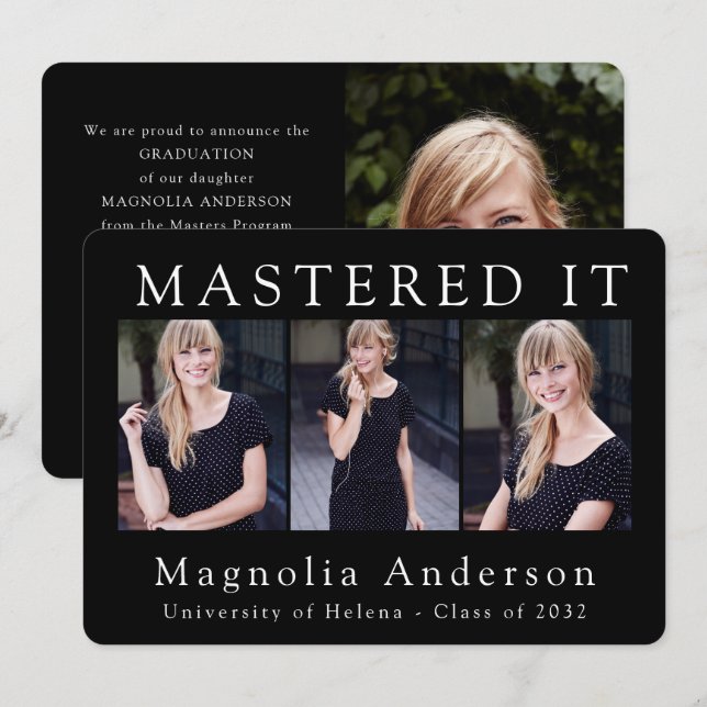 Mastered It Photo Graduation Rounded  Invitation (Front/Back)