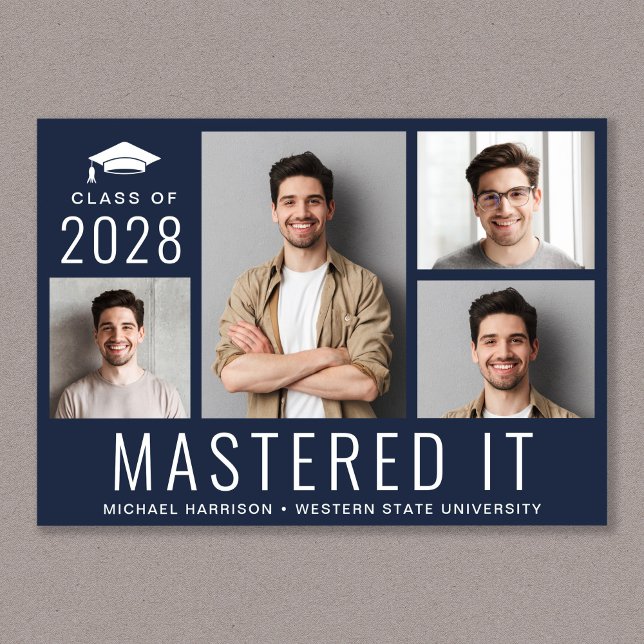 Mastered It Photo Masters Degree Blue Graduation Announcement (Creator Uploaded)