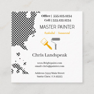 Masterpainter & Black & White Chequerboard pattern Square Business Card