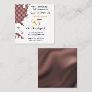 Masterpainter & Brown Yellow Chequerboard pattern Square Business Card