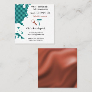 Masterpainter & Copper Blue Chequerboard pattern Square Business Card