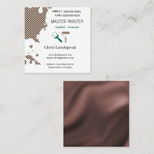 Masterpainter & Dark Brown Chequerboard pattern Square Business Card