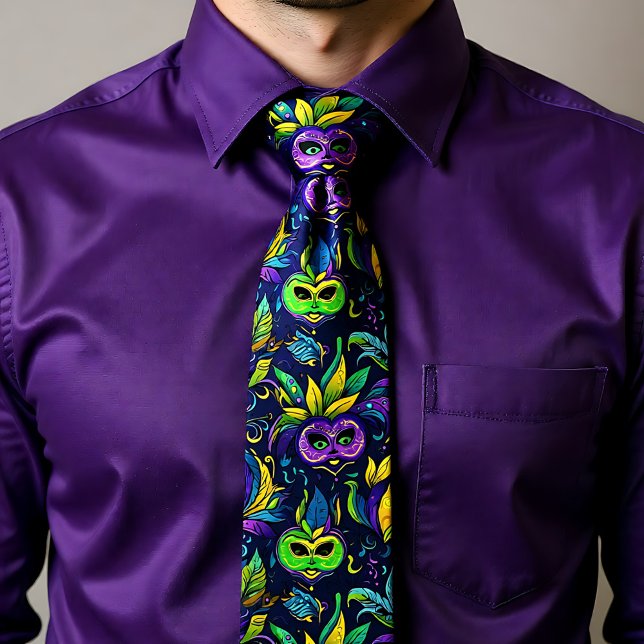 Masterpiece Mardi Gras Masks pattern Tie (Masterpiece Mardi Gras Masks pattern Neck Tie)