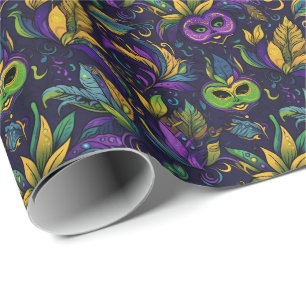 Masterpiece Mardi Gras Masks pattern Wrapping Paper