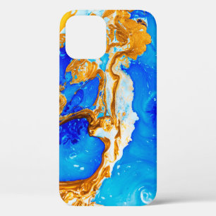 Masterpiece of designing art. Golden and blue pain iPhone 12 Case
