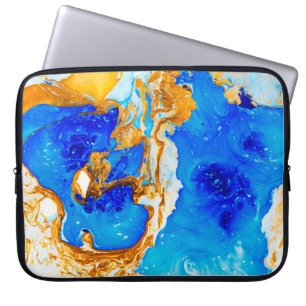 Masterpiece of designing art. Golden and blue pain Laptop Sleeve