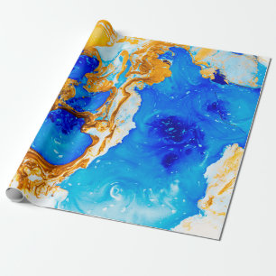 Masterpiece of designing art. Golden and blue pain Wrapping Paper