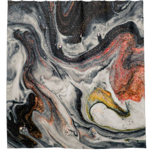 Masterpiece of designing art. Swirls of marble and Shower Curtain