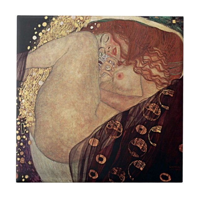  Masterpiece of Elegance - Gustav Klimt's Danae Ceramic Tile (Front)