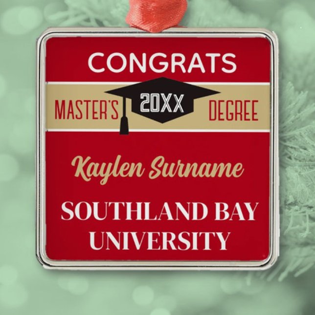 Master's Degree Congrats! CUSTOM  Metal Ornament (Creator Uploaded)
