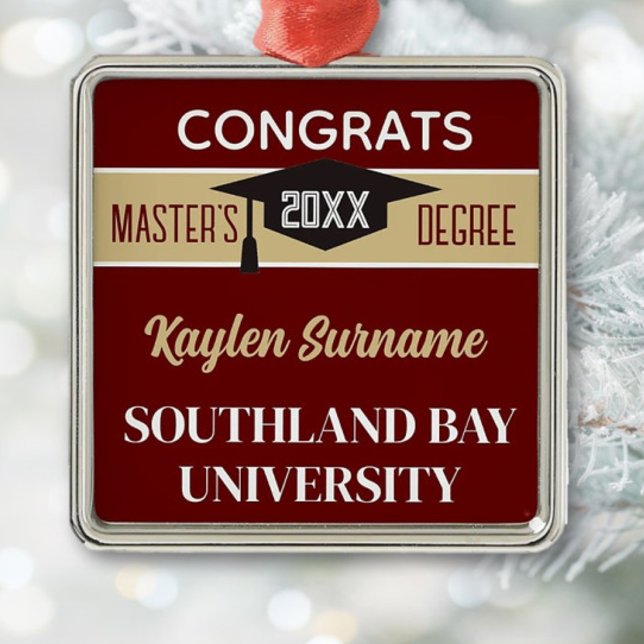 Master's Degree Congrats! CUSTOM  Metal Ornament (Creator Uploaded)