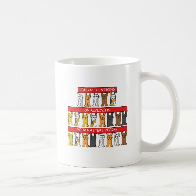 Masters Degree Congratulations, Cartoon Cats. Coffee Mug (Right)