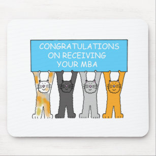 Masters Degree Congratulations, Cartoon Cats. Mouse Pad