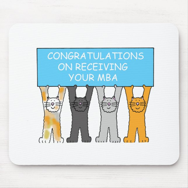 Masters Degree Congratulations, Cartoon Cats. Mouse Pad (Front)
