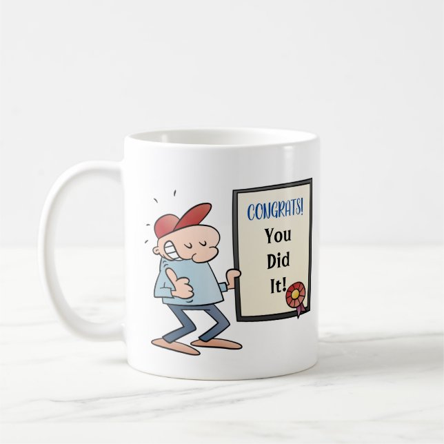 Master's Degree Cute Cartoon Diploma Name Year Coffee Mug (Left)