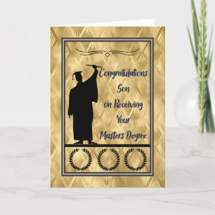 Masters Degree Graduation for Son in Gold Colours Thank You Card