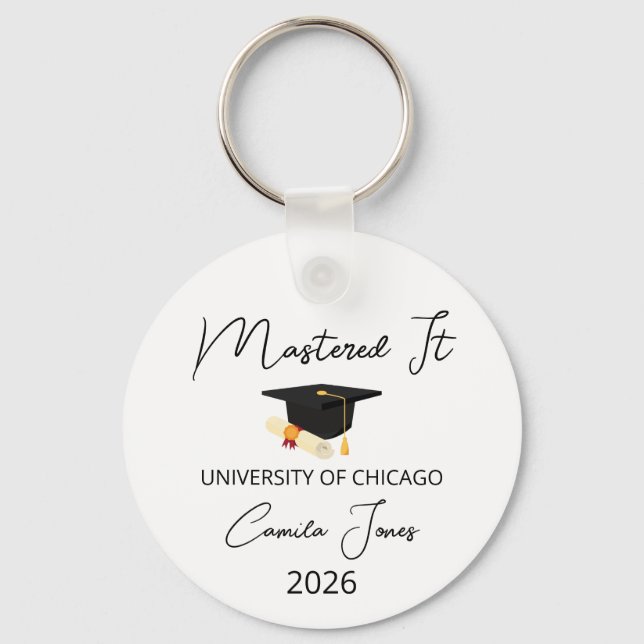 Masters Degree Graduation Gift for Her, Masters De Key Ring (Front)