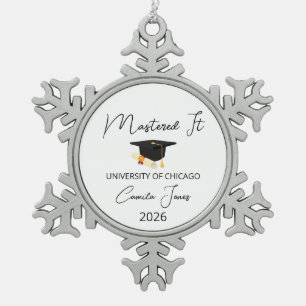 Masters Degree Graduation Gift for Her, Masters De Snowflake Pewter Christmas Ornament