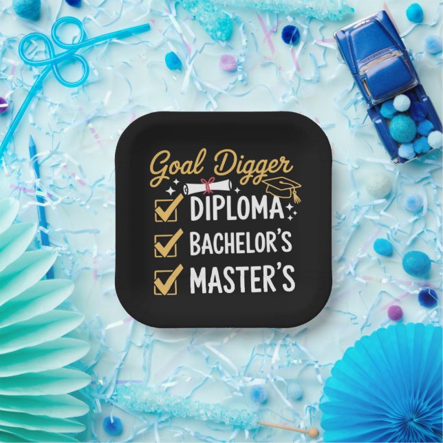 Masters Graduation Goal Digger Mastered It Class  Paper Plate (Party)