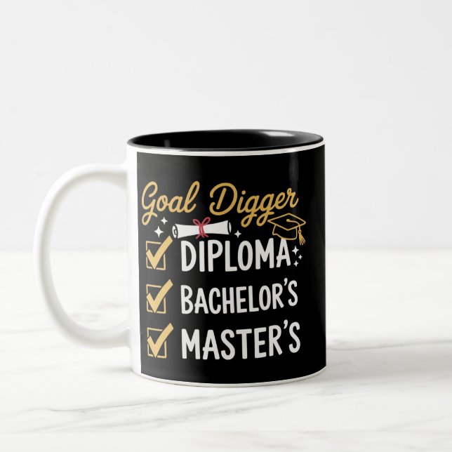 Masters Graduation Goal Digger Mastered It Class  Two-Tone Coffee Mug (Left)
