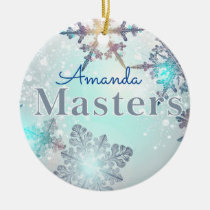 Masters Graduation Personalized Name Blue Ceramic Ornament
