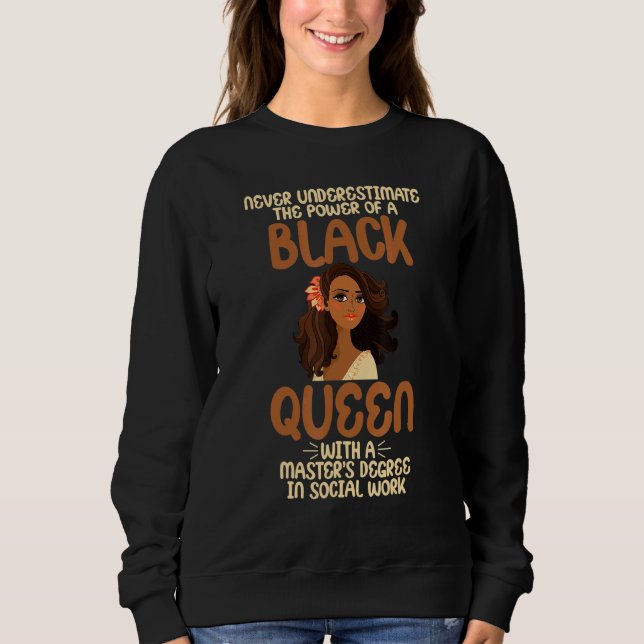Masters Graduation Tee Black Queen Msw Social Work (Front)