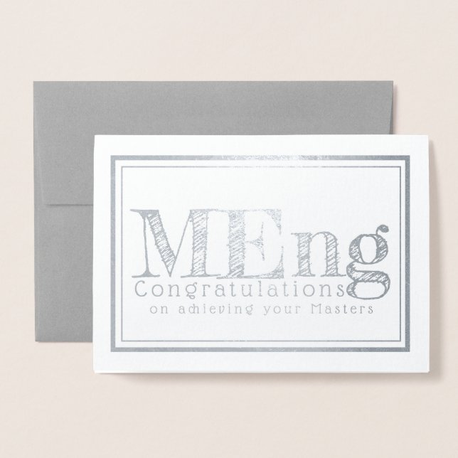 Masters in engineering degree congratulations foil card (Front With Envelope)