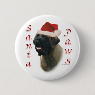 Mastiff (apricot2) Santa Paws 6 Cm Round Badge