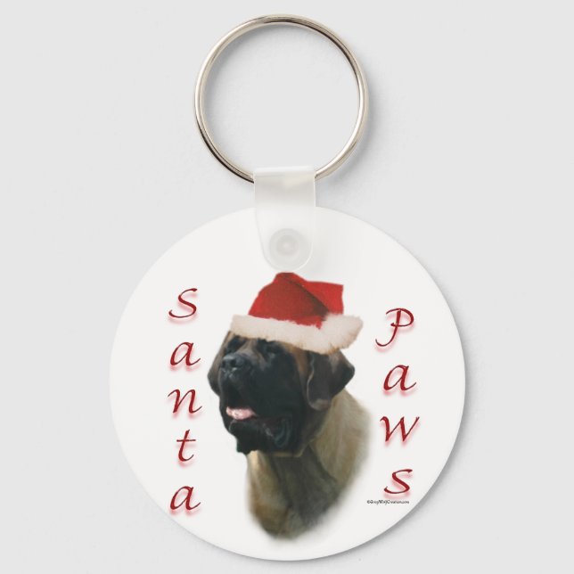 Mastiff (apricot2) Santa Paws Key Ring (Front)