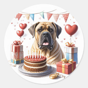 Mastiff auf einer Feier Classic Round Sticker