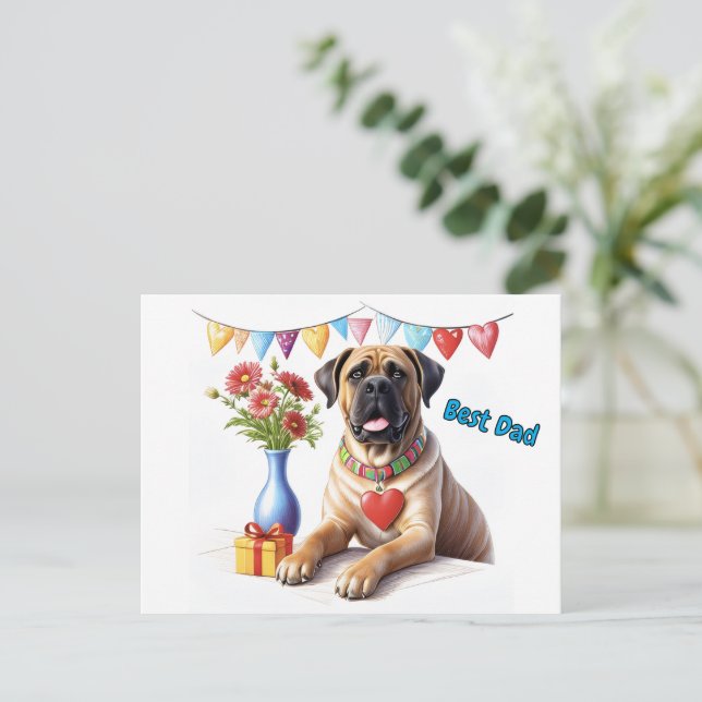 Mastiff auf einer Feier Postcard (Standing Front)