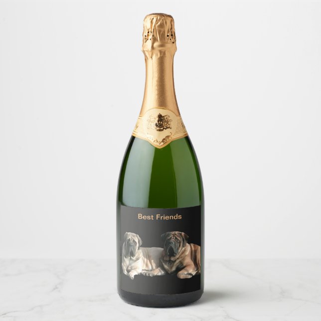 Mastiff best friends sparkling wine label (Front)