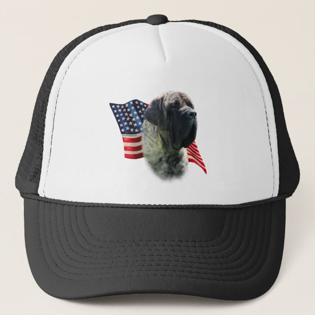 Mastiff (brindle) Flag Trucker Hat (Front)