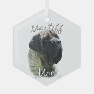 Mastiff (brindle) Mum 2 Glass Tree Decoration