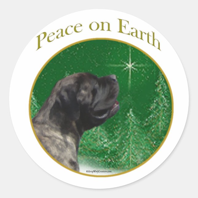 Mastiff (brindle) Peace Classic Round Sticker (Front)