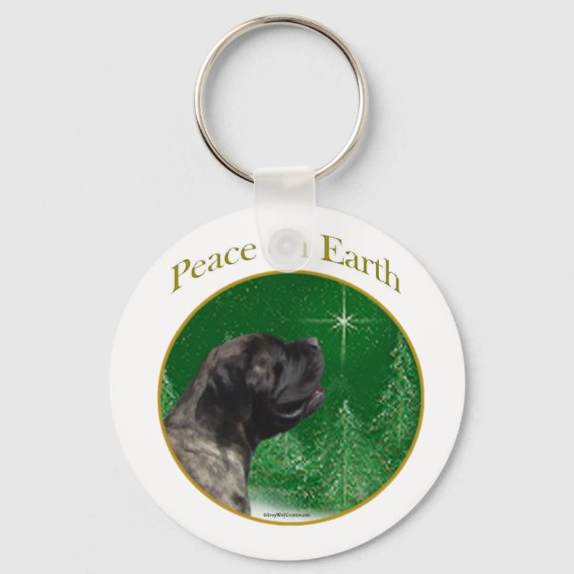 Mastiff (brindle) Peace Key Ring (Front)