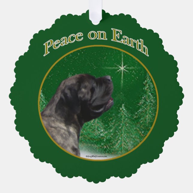 Mastiff (brindle) Peace Tree Decoration Card (Front)