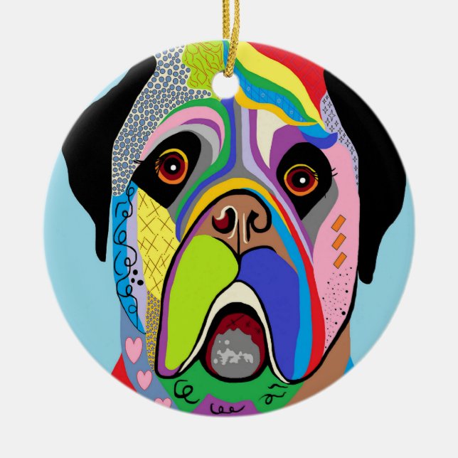 Mastiff Ceramic Tree Decoration (Front)
