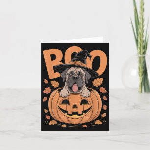 Mastiff Costume On Pumpkin Halloween Mastiff  Card