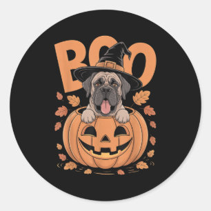 Mastiff Costume On Pumpkin Halloween Mastiff Classic Round Sticker
