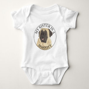 Mastiff Dog Big Sister Baby Bodysuit