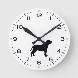 Mastiff Dog Breed Silhouette Round Clock