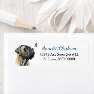 Mastiff Dog Butterfly Wonder Return Address Label