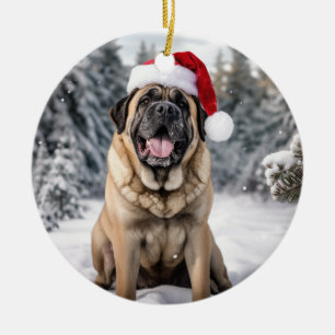 Mastiff Dog Christmas Keepsake Ceramic Ornament