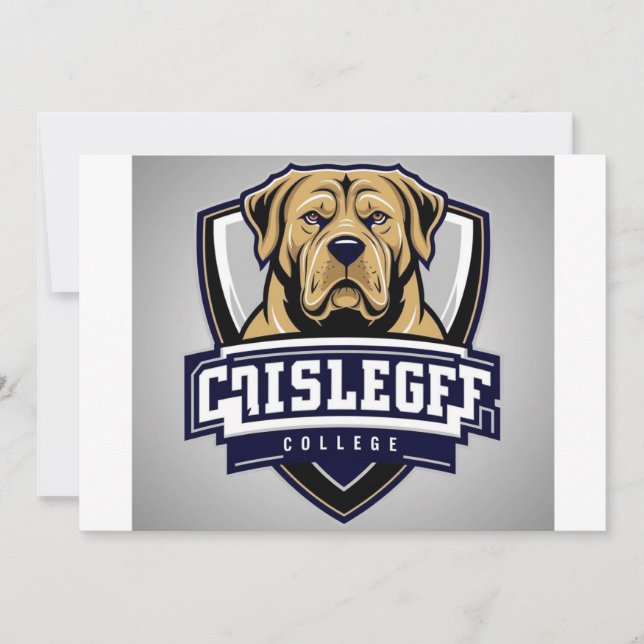 Mastiff Dog: College Logo Invitation (Front)