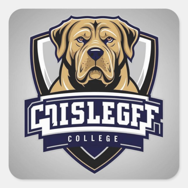 Mastiff Dog: College Logo Square Sticker (Front)