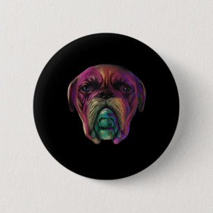 Mastiff Dog Colourful Watercolor Tattoo Style 6 Cm Round Badge