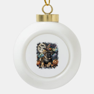 Mastiff Dog Halloween Square Ceramic Ball Christmas Ornament