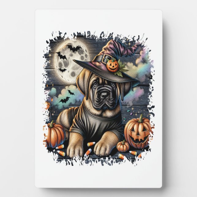 Mastiff Dog Halloween Square Plaque (Front)